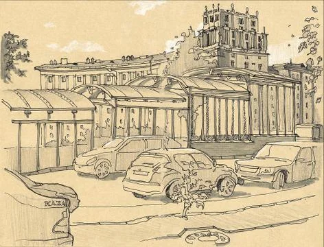 Urban sketch Stock Illustration