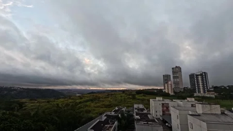 Urban skyline in Brazil capturing fast-moving clouds Stock Footage 337791722