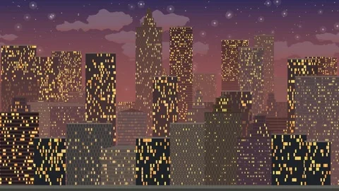 Urban skyline cityscape animation loop of 24 hours day and night cycle, time Stock Footage 336849514
