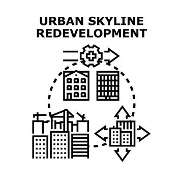 Urban skyline redevelopment vector illustration concept 스톡 일러스트