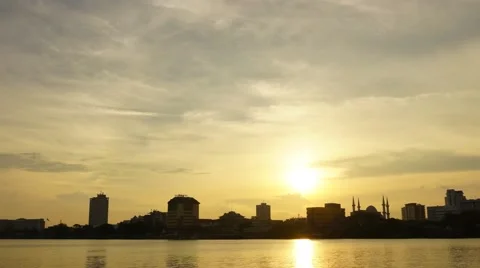 Urban skyline with sunset Stock Footage 67504602