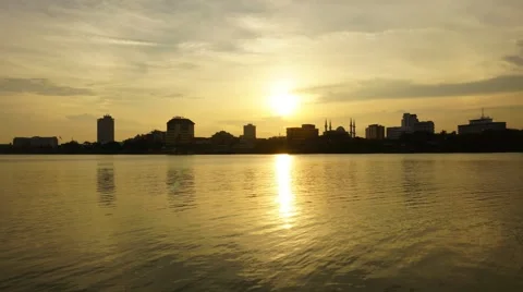 Urban skyline with sunset Stock Footage 67505447