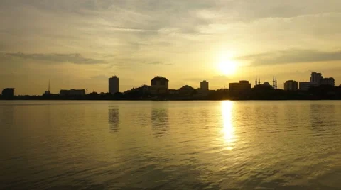 Urban skyline with sunset Stock Footage 67505460