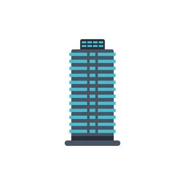 Urban skyscraper office building flat design illustration Ilustración de archivo