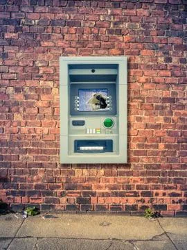 Urban Smashed ATM Foto stock