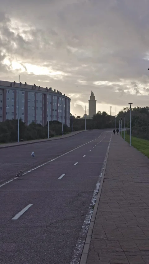 Urban Solitude: An Evening Stroll Stock Footage 260386042