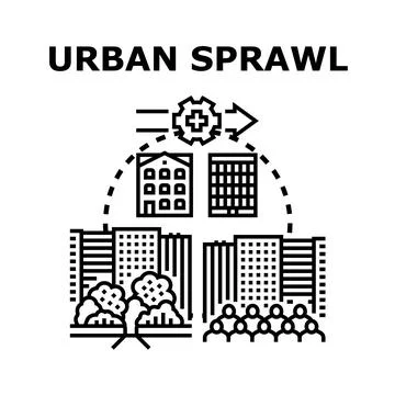 Urban sprawl concept developing city expansion 库存插图