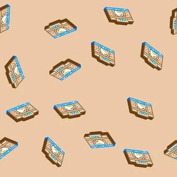 Urban storm drain garbage isometric icon seamless pattern Stock Illustration