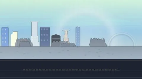 Urban street environment with rounded blocks, and left drift fog Illustrazione stock