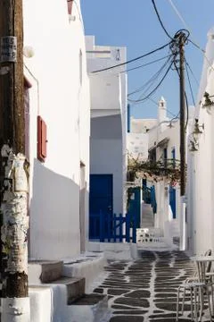 Urban street in Mykonos -Greece Stock Photos