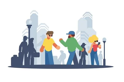 Urban Stroll in City Stock Illustration