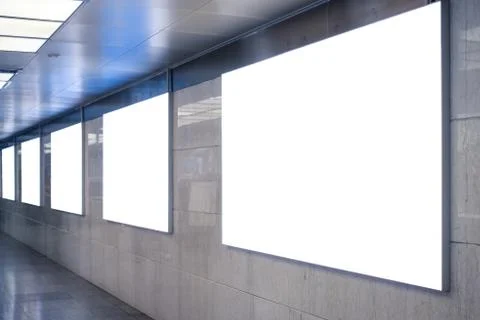 Urban Subway Underground Billboard Rectangular White Mockup City Advertisemen Stock Photos