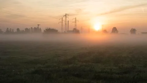 Urban sunrise panorama Stock Photos