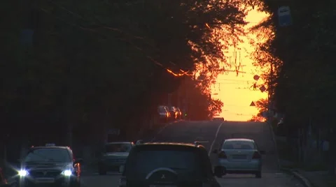Urban sunset 4 Stock Footage 7749334