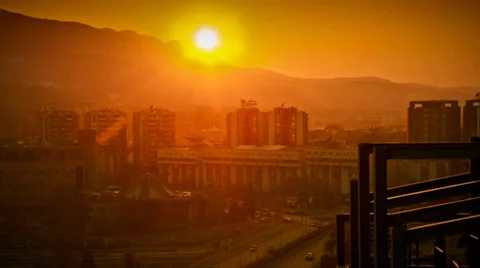 Urban Sunset Stock Footage 32943048