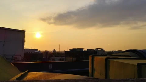 Urban Sunset Overlooking Trees and Buildings with Beautiful Sky Colors Video stock 308342454