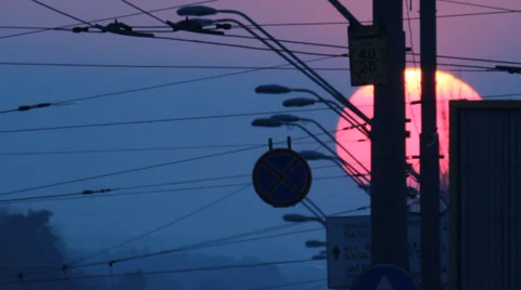 Urban sunset road c Stock Footage 36038653