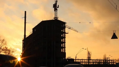 Urban sunset silhouette Stock Footage 84142001