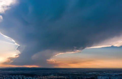 Urban superunit thunderstorms Stock Footage 247820337