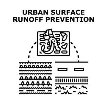Urban surface runoff prevention managing stormwater problem Иллюстрация