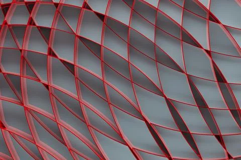 Urban technology abstract background, pattern - thin red curved parallel line Illustrazione stock