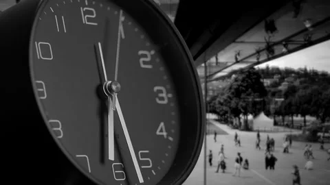Urban Time A Dynamic Clock in Constant Motion Amidst the Vibrant Life of Stock Footage 293608641