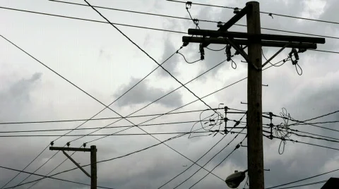 Urban Time Lapse Clouds and Power Lines Stockbeeldmateriaal 329650
