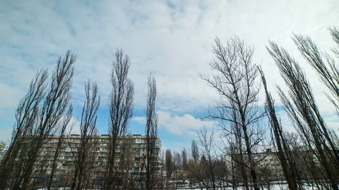 Urban time lapse: Contrast between pink cumulus clouds on blue sky at evening Stock Footage 112955786