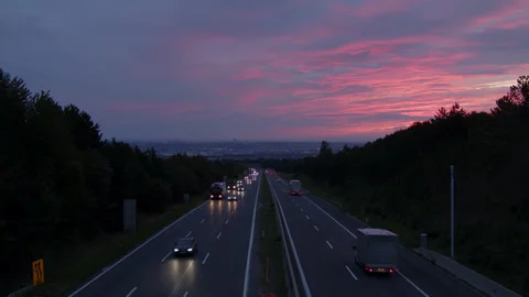 Urban Traffic at Dawn Stock Footage 165459275