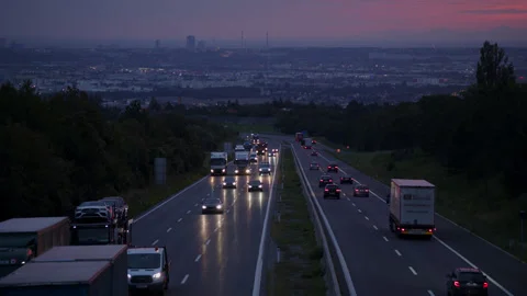 Urban Traffic at Dawn Stock Footage 165459529
