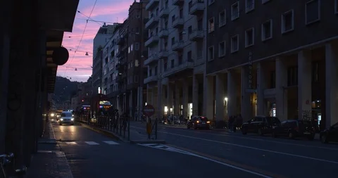 Urban traffic during twilight Stock Footage 117989394
