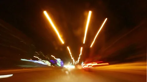 Urban Traffic Light Trails - Light trails from transport - rush hour. Stock Footage 58998094