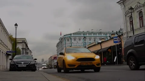 Urban traffic. Overall plan. Bottom view. Stock Footage 68764641