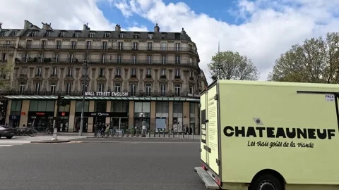 Urban Traffic at a Parisian Intersection Stock Footage 289600762