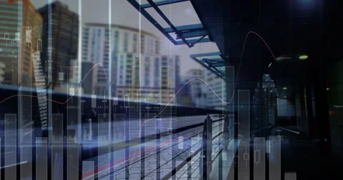 Urban train platform featuring glass canopy, metal railing and showing Stock Footage 308603760