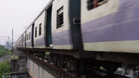 Urban Train Speeding on Elevated Track 스톡 동영상 326150569