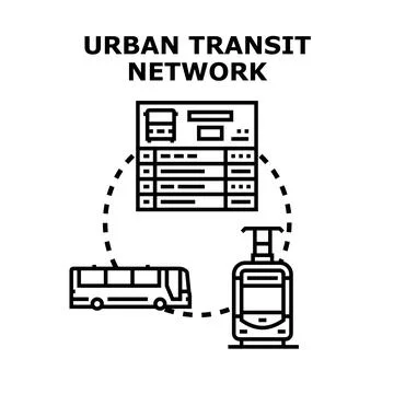 Urban transit network planning and public transportation management 스톡 일러스트