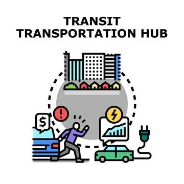 Urban transit transportation hub evolving mobility solutions Stock Illustration