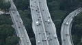 Urban Transportation, Aerial View Singapore Highway Overpass Autos Traffic Above HD Footage