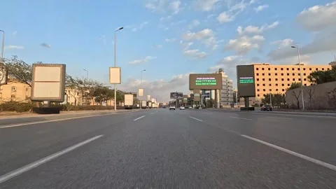 Urban Travel Through Open Boulevards New Cairo Showing Buildings Traffic Stock Footage 329657820