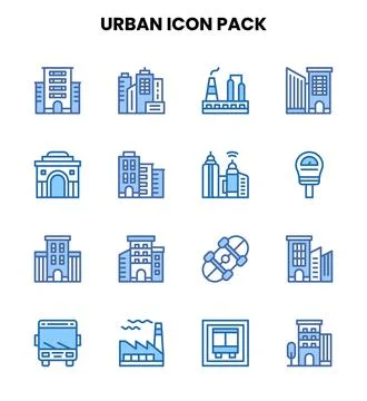 Urban Two Colour Icons Pack Stock Illustration