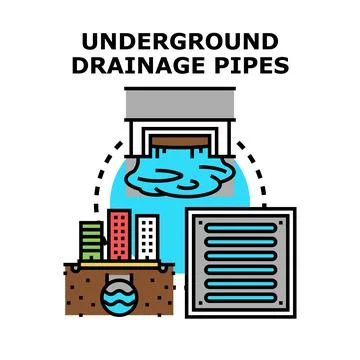 Urban underground drainage pipes infrastructure system concept Stock Illustration
