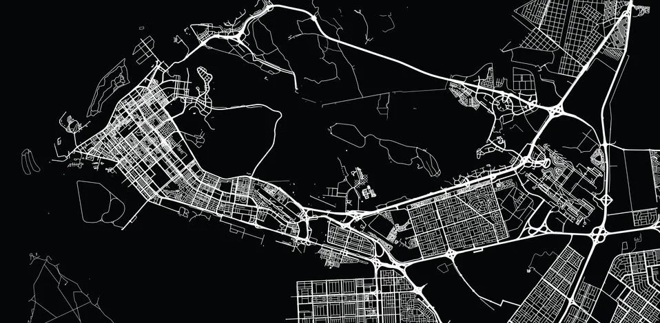 Urban vector city map of Abu Dhabi, United Arab Emirates Ilustración de archivo