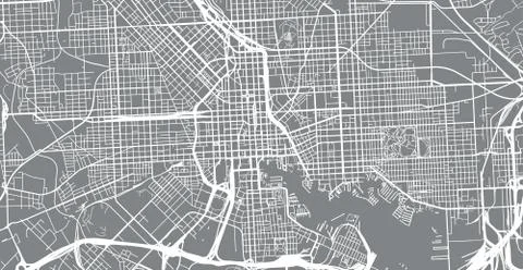 Urban vector city map of Balitmore, Maryland, United States of America Illustrazione stock