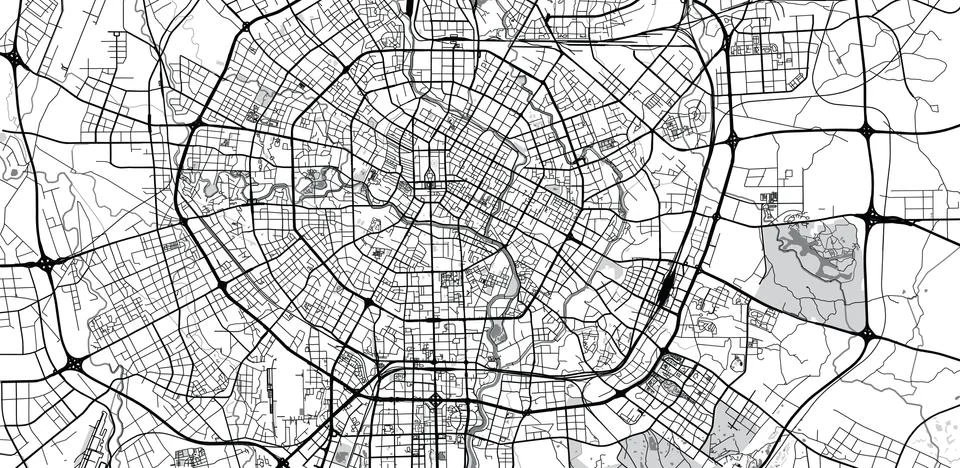 Urban vector city map of Chengdunear, China Stock Illustration
