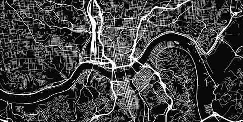 Urban vector city map of Cincinnati, Ohio , United States of America Stock Illustration