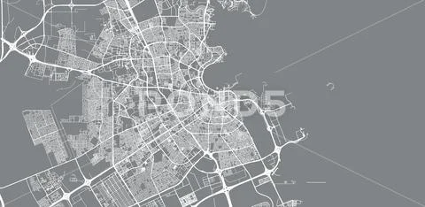 Urban vector city map of Doha, Qatar: Royalty Free #126724998