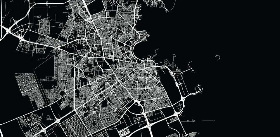 Urban vector city map of Doha, Qatar Stock Illustration