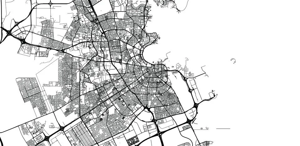 Urban vector city map of Doha, Qatar Stock Illustration