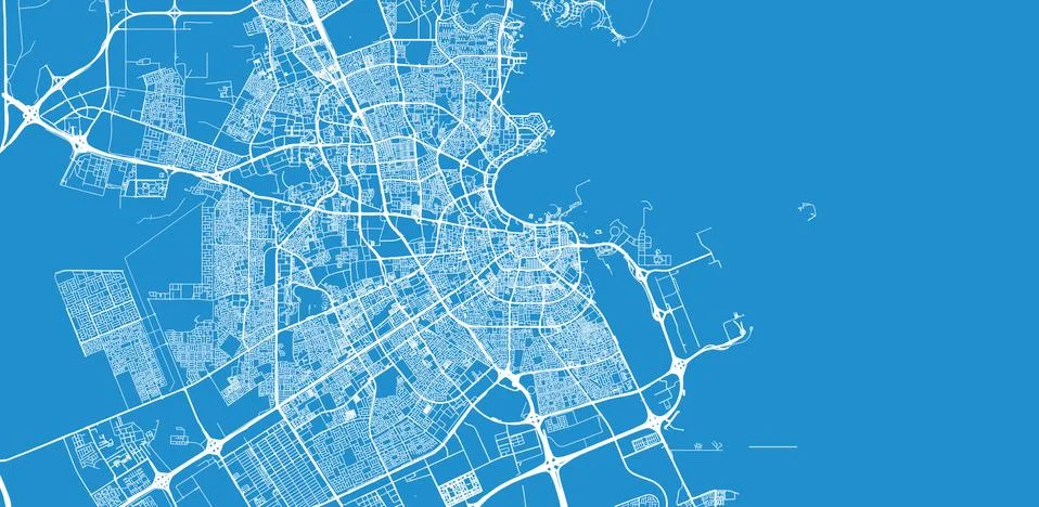 Urban vector city map of Doha, Qatar Stock Illustration